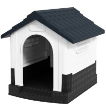 PawHut Plastic Dog Kennel with Windows, for Garden Patio, Miniature and Small Dogs, 80 x 69 x 76cm Grey