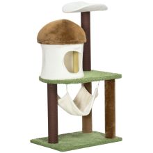 PawHut 100cm Cat Tree, Kitty Activity Center with Mushroom shaped Condo, Cat Tower with Sisal Scratching Post, Hammock, Green