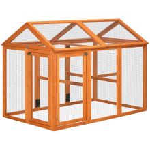 PawHut Large Chicken Run, Wooden Chicken coop, with Combinable Design Wood Effect