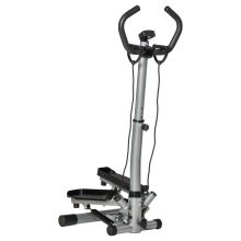 HOMCOM Adjustable Twist Stepper Fitness Step Machine, LCD Screen, Height Adjust Handlebars, Home Gym, Silver and Black