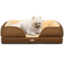 PawHut Calming Dog Bed Pet Mattress w Removable Cover, Anti Slip Bottom, for Small Dogs, 70L x 50W x 18Hcm Brown