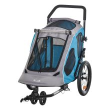 PawHut Dog Bike Trailer, 2 in 1 Foldable Dog Stroller w Hitch Coupler, Reflectors, Safety Harness, Quick Release Wheels, 600D Oxford Fabric Dog Trailer for Medium Dogs, Blue