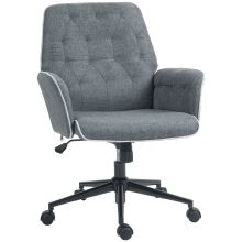 HOMCOM Linen Computer Chair with Armrest, Modern Swivel Chair with Adjustable Height, Dark Grey