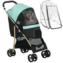 PawHut Pet Stroller for Small and Miniature Dogs, with Rain Cover Green