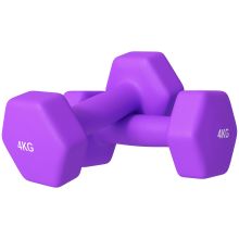 SPORTNOW 2 x 4kg Hexagonal Dumbbells Weights Set with Non Slip Grip for Home Gym Workout, Purple