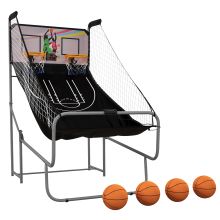 SPORTNOW Foldable Double Hoop Basketball Arcade Game, with Eight Modes, Four Basketballs, Electronic Scoreboard, Sound Effects