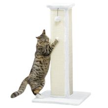 PawHut 81cm Cat Scratcher, Vertical Full Scratcher w Natural Sisal Rope, Hanging Ball, Soft Plush White