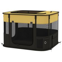 PawHut Foldable Dog Pen with Storage Bag for Indoor Outdoor Use, Portable Pet playpen, with Ground Stakes Yellow