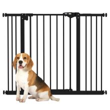 PawHut Metal 74 100cm Wide Adjustable Dog Gate Black