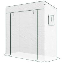 Outsunny PE Cover Walk in Outdoor Greenhouse, White