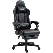 Vinsetto Computer Gaming Chair with Footrest, Video Gaming Chair for Adults with 130? Reclining Back, Desk Chair with Lumbar Support and Adjustable Height, Black Red