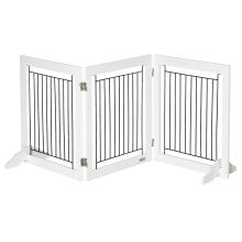 PawHut Foldable Pet Gate, with Three Panels & Two Support Feet White