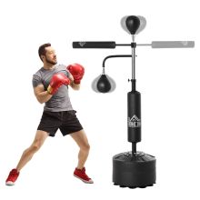 HOMCOM 3 in 1 Boxing Punching Bag, Freestanding with 2 Speed Bals, 360? Reflex Bar, 160 230cm Adjustable Height, Black