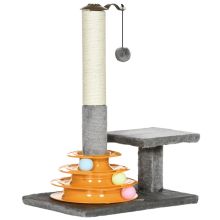 PawHut 56cm Cat Tree Tower Activity Centre, Climbing Stand Kitten House Furniture w Scratching Posts, Toy Ball Grey