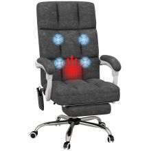 Vinsetto Massage Office Chair, Ergonomic Desk Chair, Comfy Work Study Chair with Heat, Padded Seat, 135? Reclining Back and Footrest for Home Office, Charcoal Grey