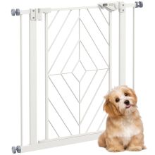 PawHut Pressure Fit Stair Gate, Dog Gate, with Auto Closing Door, Double Locking, Easy Installation, Openings 74 80cm White