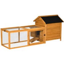 PawHut Chicken Coop with Run Hen House Wooden Poultry Cage Coops w Nesting Box Removable Tray Outdoor 180 x 92 x 78 cm, Yellow