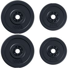 HOMCOM 4pc Durable Gym Barbell Plates W 1 inch Holes Weight Dumbbell Set for Exercise Fitting Gym Body Workout Disc Weight Plate Set 2 x 5kg & 2 x 10kg Black