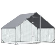 PawHut Chicken Run Galvanised Walk in Chicken Coop Hen Poultry House Cage Rabbit Hutch Pet Playpen Garden w Water Resist Cover, 3 x 2 x 2m