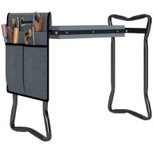 Outsunny 2 in 1 Garden Kneeler Seat, Kneeling Pad Support Bench, Foldable Knee Protector with Tool Bag, Grey