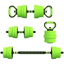 SPORTNOW 30kg Four In One Adjustable Weight Dumbbells Set, Barbell, Kettlebell, Push Up Stand Green