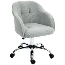 HOMCOM Teddy Fleece Swivel Office Chair Grey