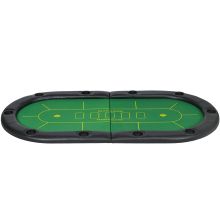 SPORTNOW Foldable Poker Mat, 10 Player Table Top with Cup Holder, Carry Bag Green