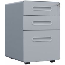 Vinsetto Lockable Cabinet, Rolling Filing Cabinet with 3 Drawers, Steel Office Drawer Unit for A4, Letter, Legal Sized Files