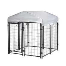 PawHut Outdoor Dog Kennel, Metal Playpen Fence Dog Run with UV Resistant Canopy and Locks, for Small and Medium Dogs, 120 x 120 x 138cm