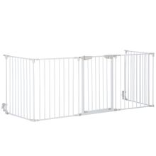 PawHut 5 Panels Pet Playpen Metal Fence w Walk Through Door White