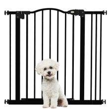 PawHut Metal 74 87cm Adjustable Pet Gate Safety Barrier w Auto Close Door Black