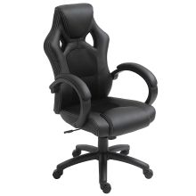 Vinsetto High Back Office Chair Faux Leather Swivel Computer Desk Chair for Home Office with Wheels Armrests Black