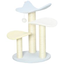 PawHut Indoor Cat Tree, with Sisal Scratching Post, Toy Ball Blue and Cream