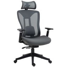 Vinsetto Mesh Office Chair, Ergonomic Desk Chair, Computer Chair with Adjustable Headrest and Lumbar Support, 135? Reclining Back and 3D Armrest for Home Office Study, Grey