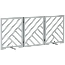 PawHut Foldable Wooden Pet Gate, with Three Panels Grey