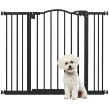 PawHut Metal 74 100cm Adjustable Pet Gate Safety Barrier w Auto Close Door Black