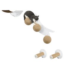 PawHut Cat Wall Furniture, with Curved Platforms, Scratching Posts White