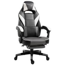 Vinsetto Gaming Chair Ergonomic Recliner w Thick Padding Footrest Headrest Lumbar Pillow 5 Wheels Racing Swivel Height Adjustable Home Office Chair Grey