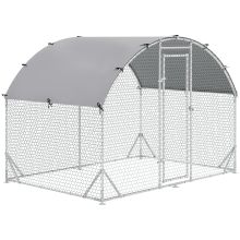 PawHut Walk In Chicken Run Galvanised Chicken Coop Hen Poultry House Cage Rabbit Hutch Pet Playpen Garden with Water Resist Cover, 2.8 x 1.9 x 2m