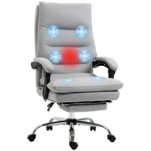 Vinsetto Office Chair, Ergonomic Desk Chair with 6 Point Vibration Massage and Back Heating, Microfibre Computer Gaming Chair with 135? Reclining Back and Footrest, Grey