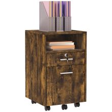 Vinsetto Lockable Two Drawer Filing Cabinet, with Wheels Wood Effect