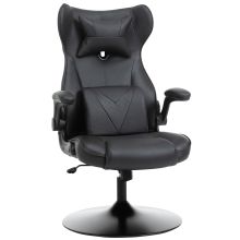 Vinsetto Video Game Chair with Lumbar Support, Racing Style Home Office Chair, Computer Chair with Swivel Base, Flip up Armrest and Headrest, Black