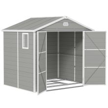 Outsunny 7.9ft x 6.2ft Aluminium Frame and Plastic Wall Shed, with Foundation Light Grey