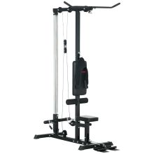 SPORTNOW Pull Up Station, Power Cage with Adjustable Seat, for Home Gym Black