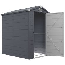 Outsunny 4.4ft x 6.2ft Aluminium Frame and Plastic Wall Shed, with Foundation Grey