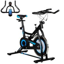 HOMCOM Stationary Exercise Bike, 8kg Flywheel Indoor Cycling Workout Fitness Bike, Adjustable Resistance Cardio Exercise Machine w LCD Monitor Pad and Phone Holder for Home, Gym, Office, Black