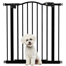 PawHut Metal 74 80cm Adjustable Pet Gate Safety Barrier w Auto Close Door Black