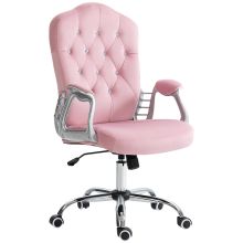 Vinsetto Velvet Feel Work Chair, with Diamante Back Pink