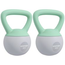 SPORTNOW 2 x 4kg Soft Kettlebell, Kettle Bell with Non Slip Handle, for Home Gym, Strength Training, Cardio Grey and Green