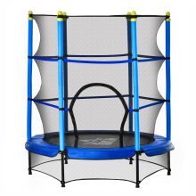 HOMCOM 4.6FT Kids Trampoline, Indoor Outdoor Toddler Trampoline, with Safety Enclosure, Springless design Blue